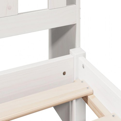Seng med reol uden madras 75×190 cm - massivt fyrretræ, hvid