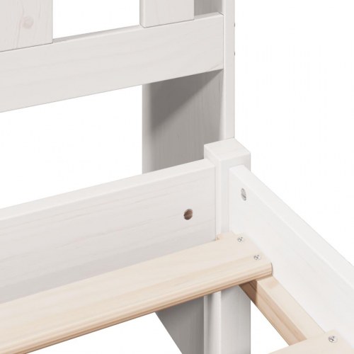 Seng med reol 135x190 cm - massivt fyrretræ, hvid