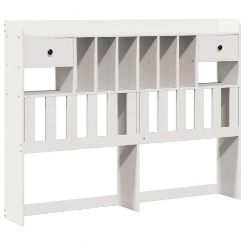 Seng med reol 140x190 cm - massivt fyrretræ, hvid