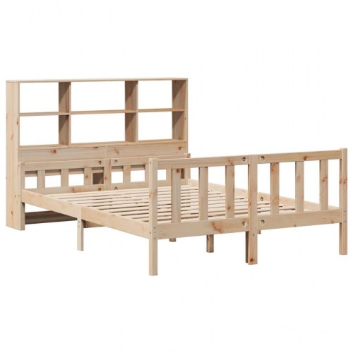 Seng med reol uden madras 150x200 cm massivt fyrretræ