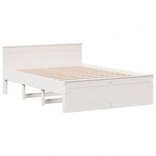 Seng med reol uden madras 160x200 cm massivt fyrretræ hvid