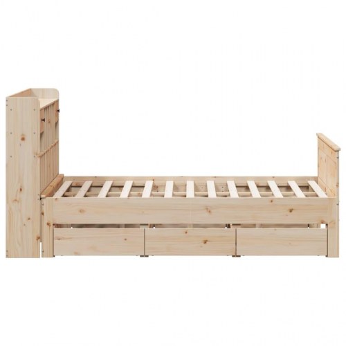 Seng med reol uden madras 140x200 cm massivt fyrretræ