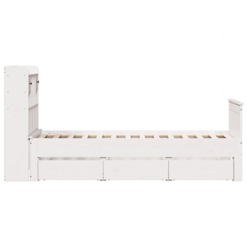 Seng med reol uden madras 100x200 cm massivt fyrretræ hvid