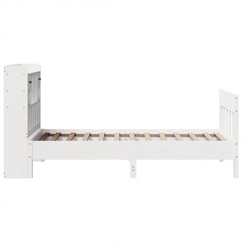 Sengeramme med opbevaring 90x190 cm i massivt fyrretræ - hvid