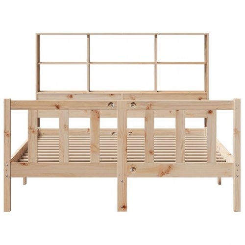 Seng med reol uden madras 120x200 cm massivt fyrretræ