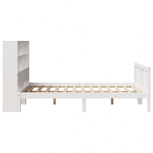 Seng med reol 160x200 cm i massivt fyrretræ hvid