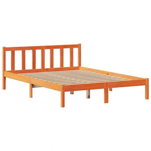 Seng med reol uden madras 120x190cm massivt fyrretræ gyldenbrun