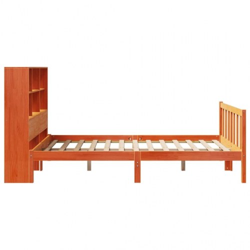 Seng med reol uden madras 120x190cm massivt fyrretræ gyldenbrun