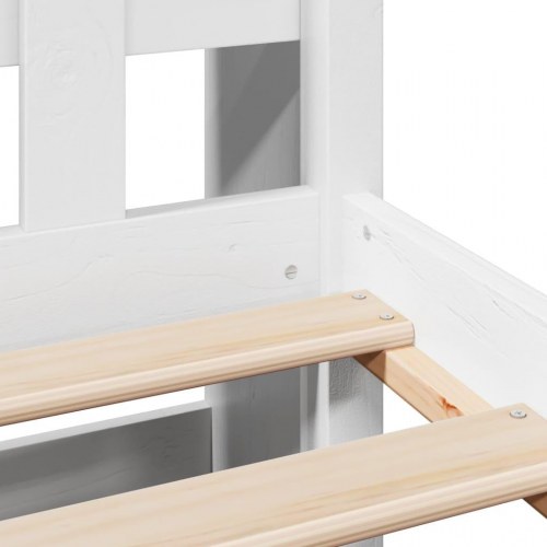 Seng med reol 150x200 cm i massivt fyrretræ - hvid