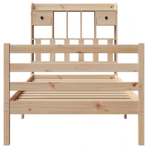 Seng med reol uden madras 75x190 cm i massivt fyrretræ