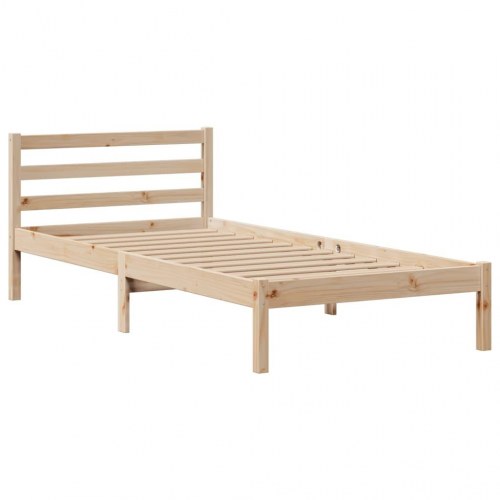 Seng med reol uden madras 75x190 cm i massivt fyrretræ