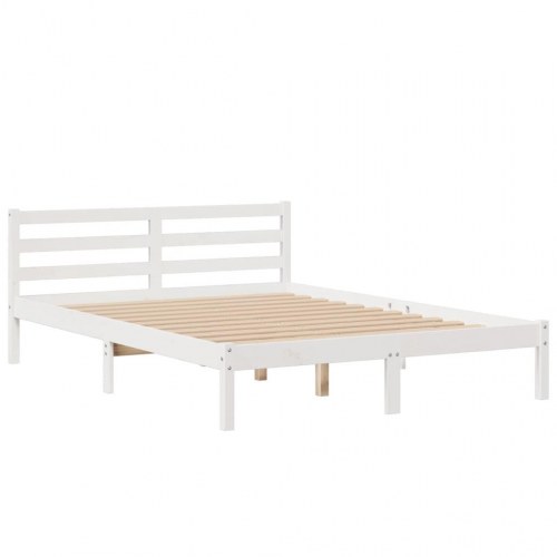 Seng med reol 160x200 cm i massivt fyrretræ hvid