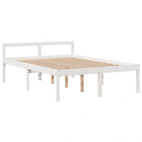 Seng med reol 150x200 cm - massivt fyrretræ, hvid (uden madras)
