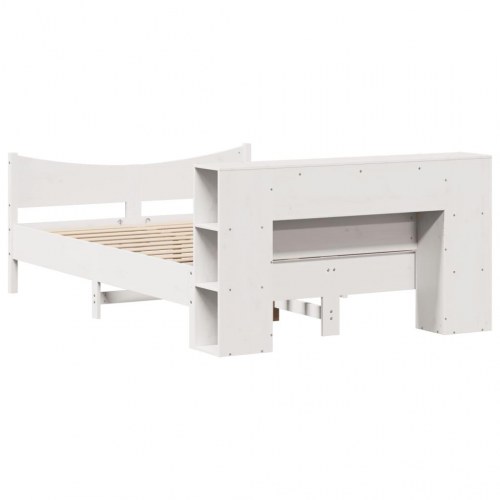 Sengeramme med opbevaring 160x200 cm - massivt fyrretræ, hvid