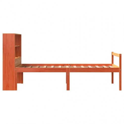 Seng med reol uden madras 75×190 cm - massivt fyr, gyldenbrun