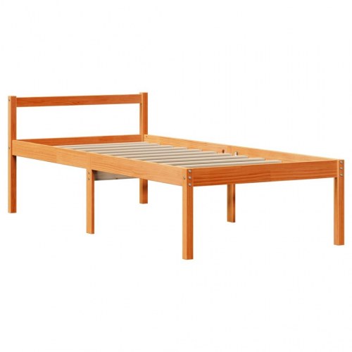 Seng med reol uden madras 75×190 cm - massivt fyr, gyldenbrun