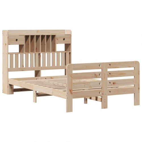 Seng med reol uden madras 135x190 cm - massivt fyrretræ