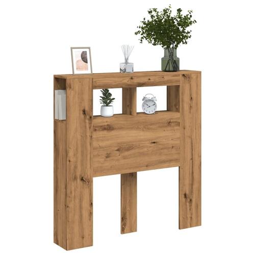 Sengegavl m. LED-lys 100x18,5x103,5 cm konstrueret træ kunsteg