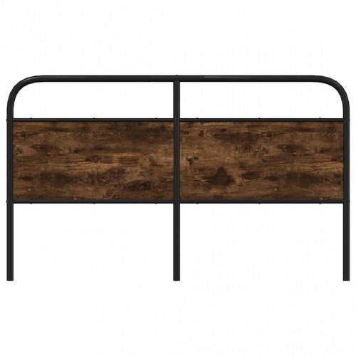 Sengegavl 160 cm stål og konstrueret træ røget egetræsfarve