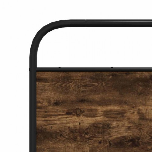 Sengegavl 160 cm stål og konstrueret træ røget egetræsfarve