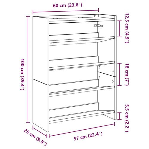 Skoreol 60x25x81 cm konstrueret træ hvid