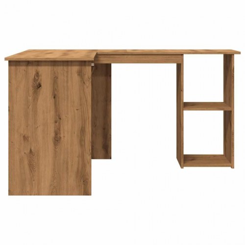 Hjørneskrivebord i konstrueret træ - L-form, 120×140×75 cm, artisan egetræ