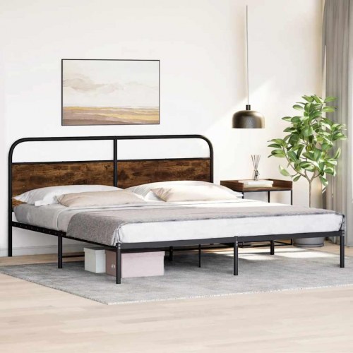 Sengeramme med sengegavl 193 x 203 cm - røget egetræ