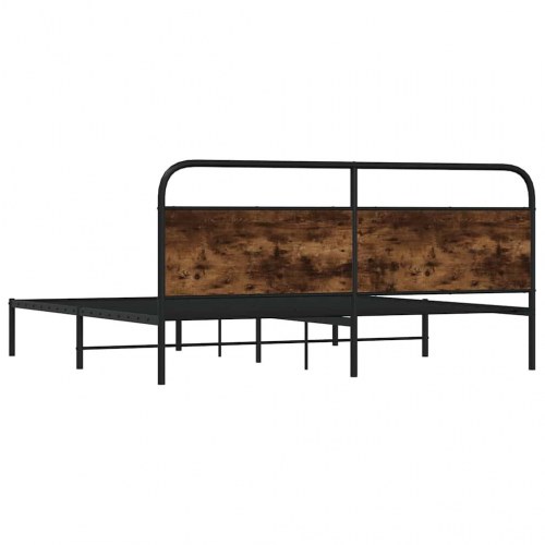 Sengeramme med sengegavl 193 x 203 cm - røget egetræ