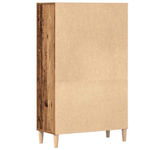 Skab med 2 låger og 1 skuffe - antikt træ, 70 x 31 x 115 cm