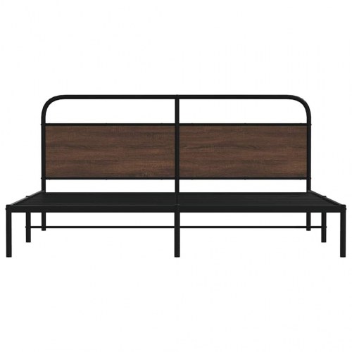 Sengeramme 193 x 203 cm med sengegavl - brun egetræsfarve