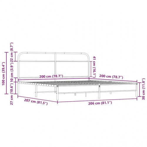 Sengeramme uden madras 200 x 200 cm i metal - sonoma-eg