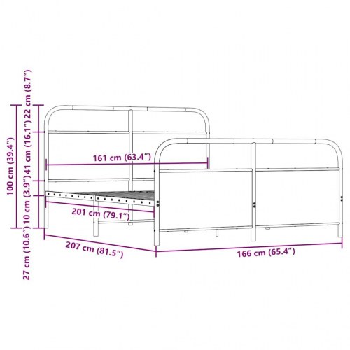 Sengeramme uden madras 160 x 200 cm i metal - sonoma-eg