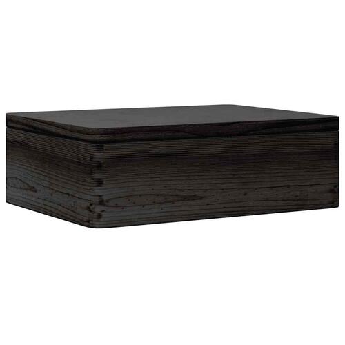 Trækasse med låg sort 40x30x13 cm massivt træ fyrretræ