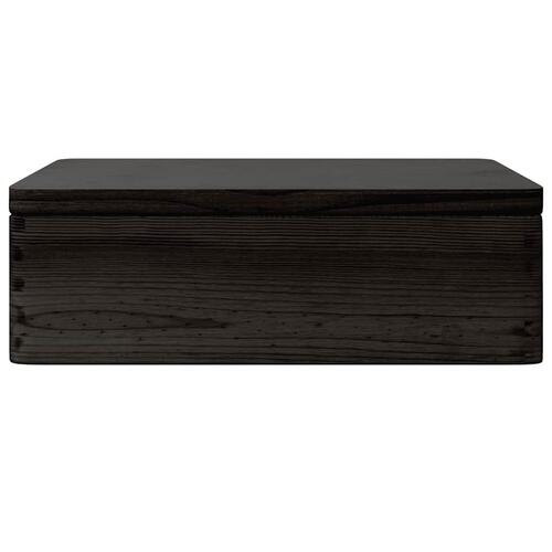 Trækasse med låg sort 40x30x13 cm massivt træ fyrretræ