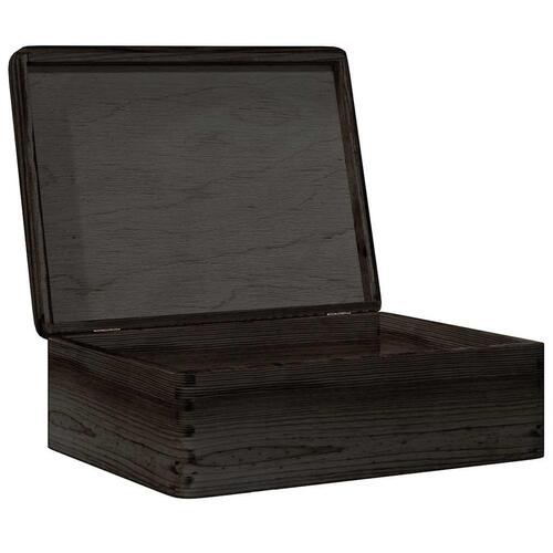 Trækasse med låg sort 40x30x13 cm massivt træ fyrretræ