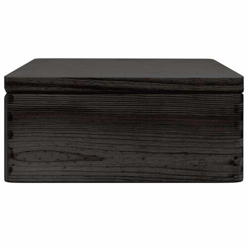 Trækasse med låg sort 40x30x13 cm massivt træ fyrretræ