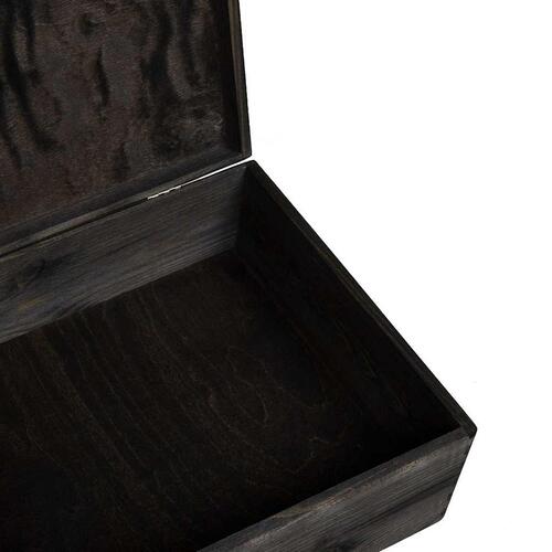 Trækasse med låg sort 40x30x13 cm massivt træ fyrretræ