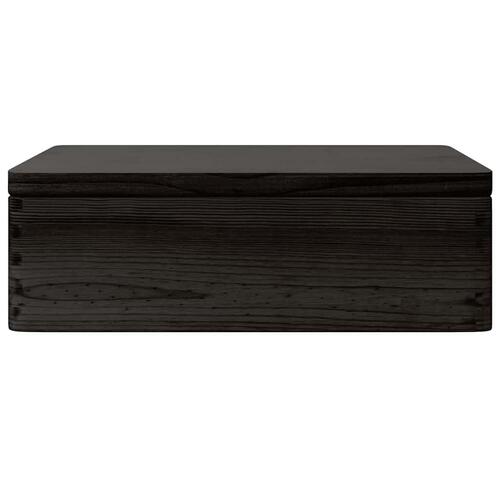 Trækasse med låg og håndtag sort 40x30x13cm massivt fyrretræ