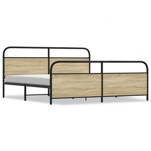Sengeramme 183 x 213 cm - metal og sonoma-eg