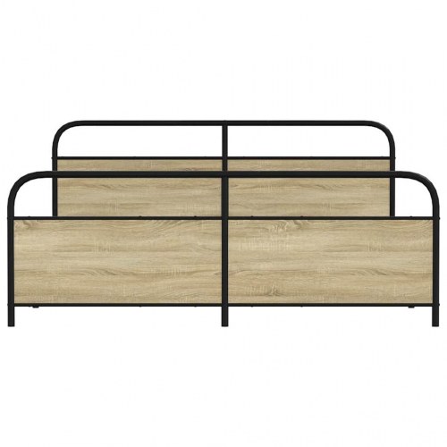 Sengeramme 183 x 213 cm - metal og sonoma-eg