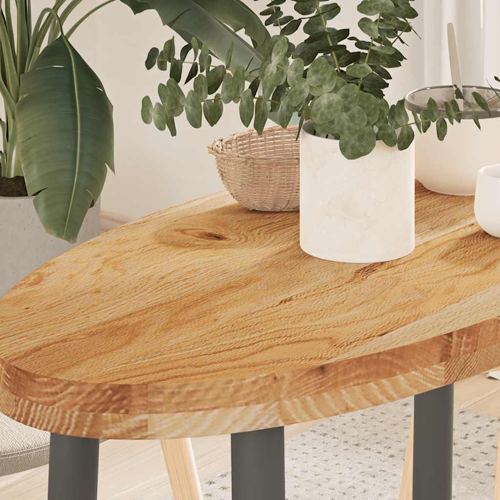 Bordplade 80x40x4 Cm Massivt Egetræ Oval Lysebrun