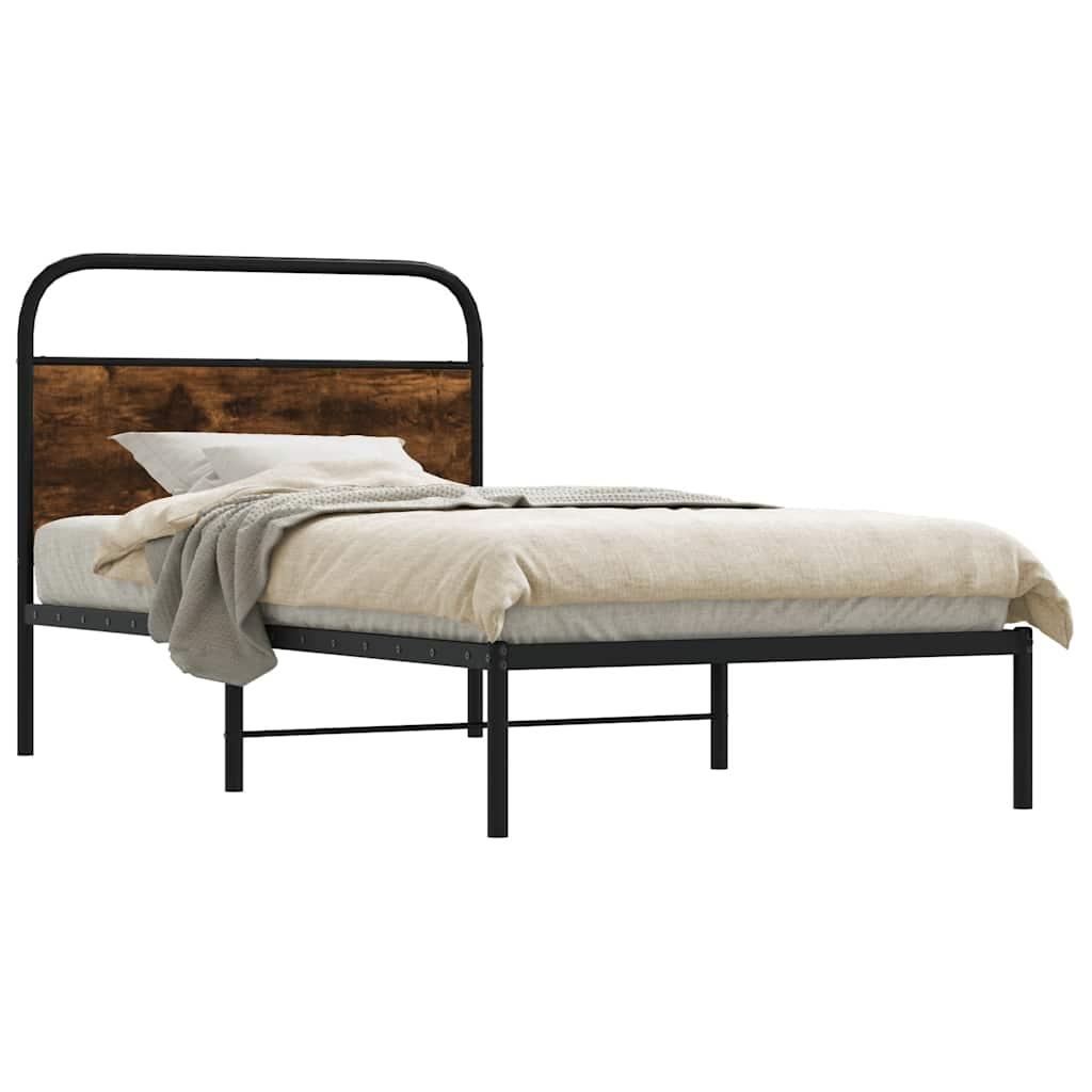 Sengeramme 100x200 Cm Uden Madras Konstrueret Træ Røget Eg