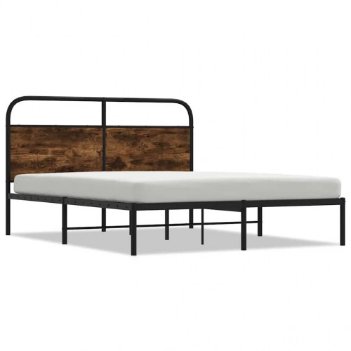 Sengeramme 120 x 190 cm uden madras med sengegavl - røget eg