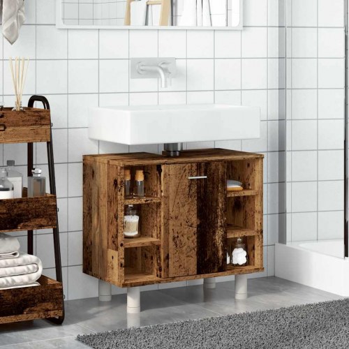 Badeværelsesskab 60×32×53,5 cm - antikt trælook i spånplade