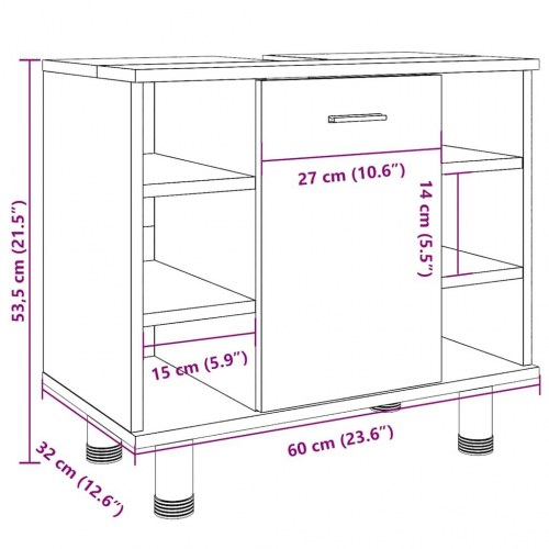Badeværelsesskab 60×32×53,5 cm - antikt trælook i spånplade