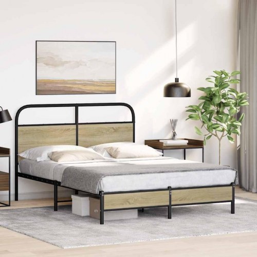 Sengeramme 140 x 200 cm med sengegavl - sonoma-eg