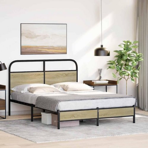 Sengeramme 120 x 190 cm med sengegavl - sonoma-eg