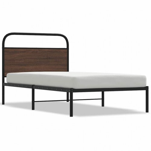Sengeramme 90 x 190 cm med sengegavl - brun egetræ