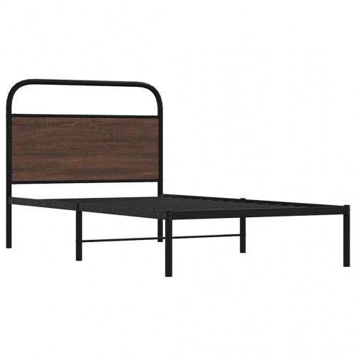 Sengeramme 90 x 190 cm med sengegavl - brun egetræ