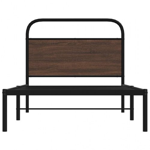 Sengeramme 100 x 190 cm med sengegavl - brunt egetræ